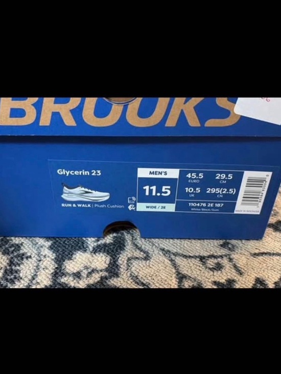 Brooks Glycerin 23 Running Shoes White Black Men’s 11.5 2E Wide NIB main image 5